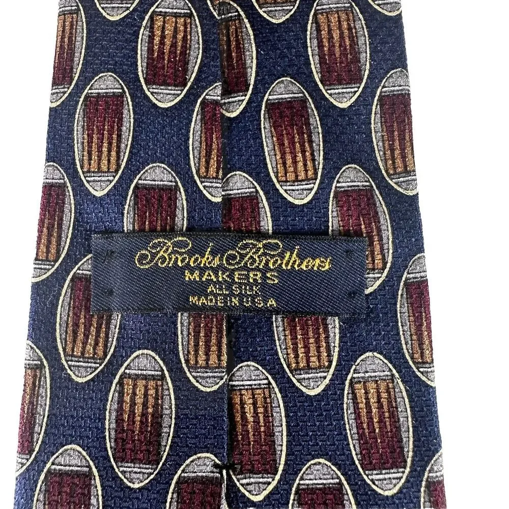 Brooks Brothers Makers Tie Mens‎ Blue Red Geometric 100% All Silk Made in USA